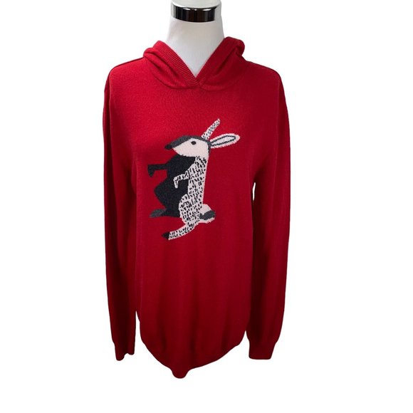 NWT Barbour x BELLA FREUD Bunny Rabbit Merino Cashmere Hoodie Sweater New Tag - Picture 1 of 11